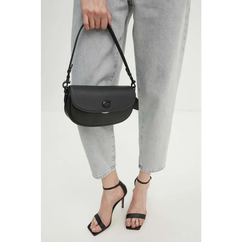 Premium Coach Emmy Saddle Bag Black With Og Box Dust Bag For Women (LAB1455)