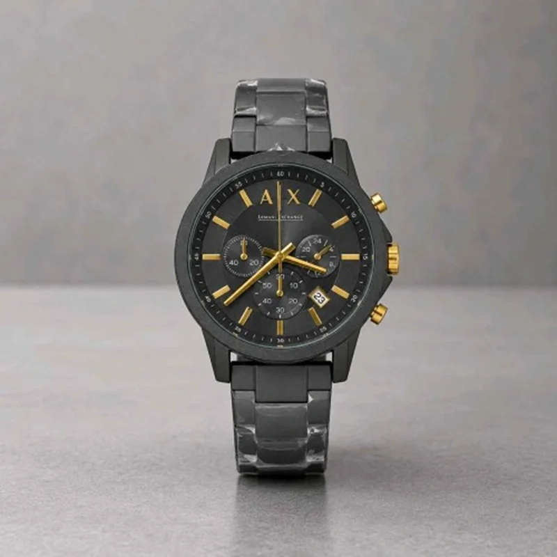 Elegant Armani Exchange Chronograph Watch Black For Men (FGS103) - stayhit.in