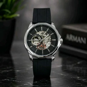 Elegant Armani Exchange Skeleton Watch Black For Men (FGS109) - stayhit.in