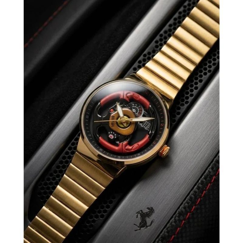 Elegant Ferrari Spirit Spinner Watch Gold For Men (BOT3938) - stayhit.in