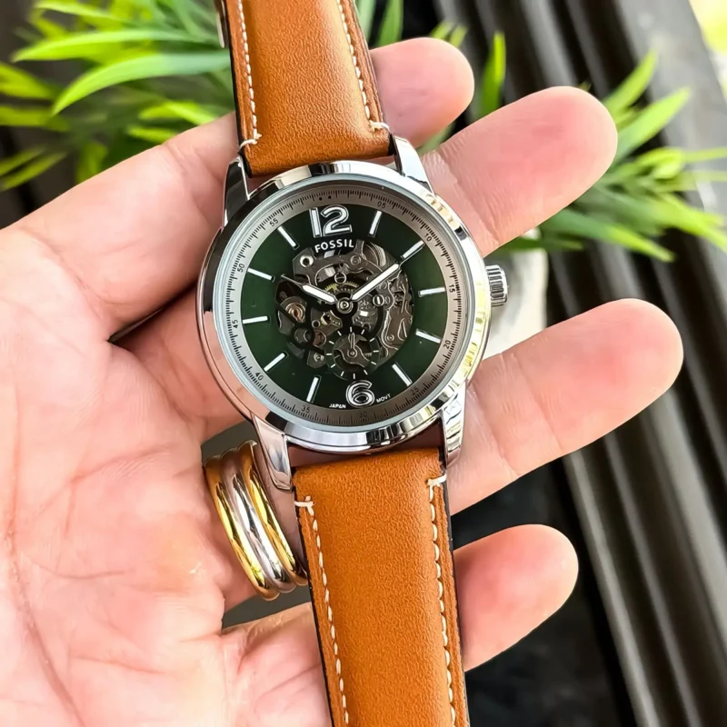 Elegant Fossil Auto Watch Silver Green For Men (JH538) - stayhit.in