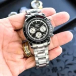 Elegant Longines Chrono Watch Silver Black For Men (JH546) - stayhit.in