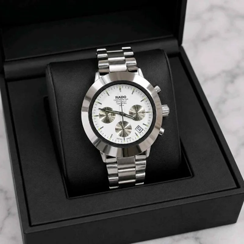 Elegant Rado Diastar Chronograph Watch Silver White For Men (FGS105) - stayhit.in