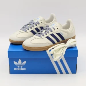 Imported Adidas Samba Shoes Off White Navy Blue For Men (BOT2916) - stayhit.in