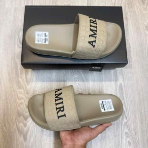 Imported Amiri Ma Logo Embossed Slides Beige For Men (HS411) - stayhit.in