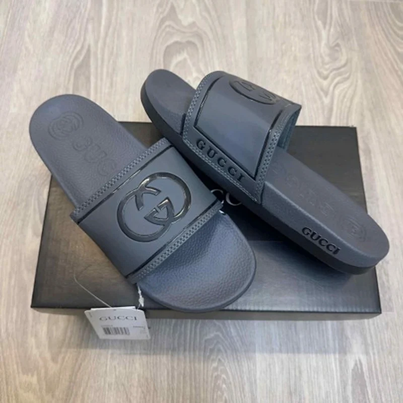 Imported Gucci Gg Soft Comfort Flip Flops Grey For Men (WS423) - stayhit.in