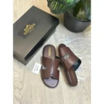 Imported Hermes Izmir Slides Brown For Men (WS429) - stayhit.in