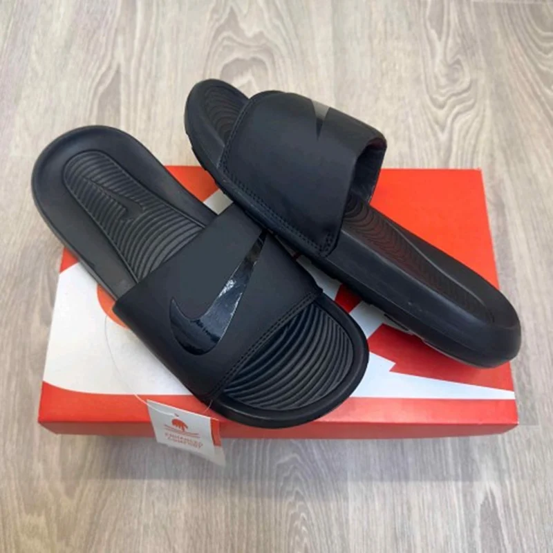Imported Nike Victori One Logo Flip Flops All Black For Men (HS457) - stayhit.in