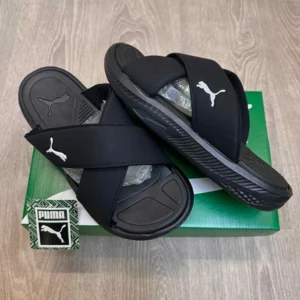 Imported Puma Softride Seave Slides Cross Strap Black For Men (HS465) - stayhit.in