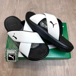 Imported Puma Softride Seave Slides Cross Strap White For Men (HS464) - stayhit.in