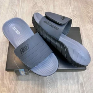 Imported Skechers Go Recover Slides Adjust Grey Black For Men (WS385) - stayhit.in