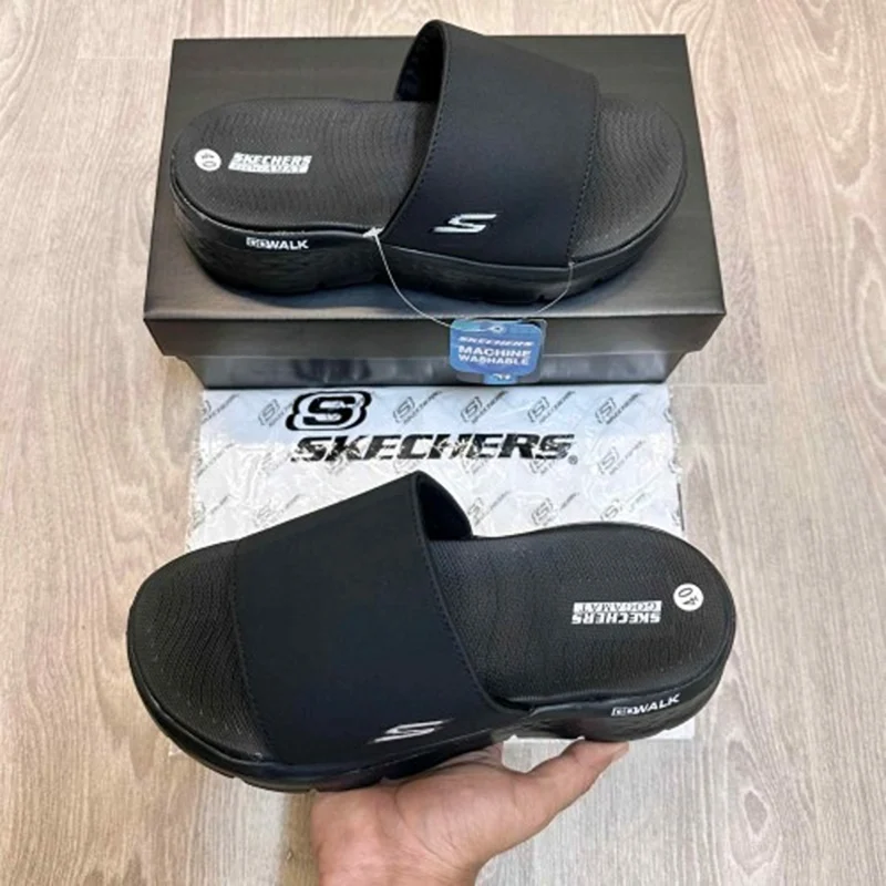 Imported Skechers Go Walk Flex Flip Flops All Black For Men (HS449) - stayhit.in