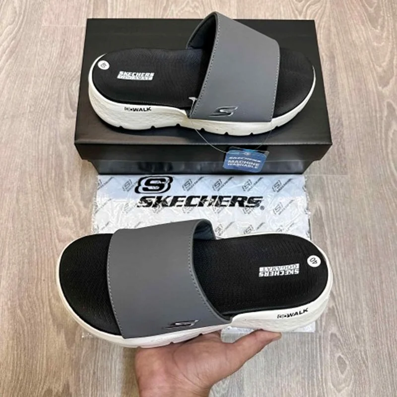 Imported Skechers Go Walk Flex Flip Flops Grey For Men (HS446) - stayhit.in