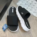 Imported Skechers Go Walk Flip Flops Black White For Men