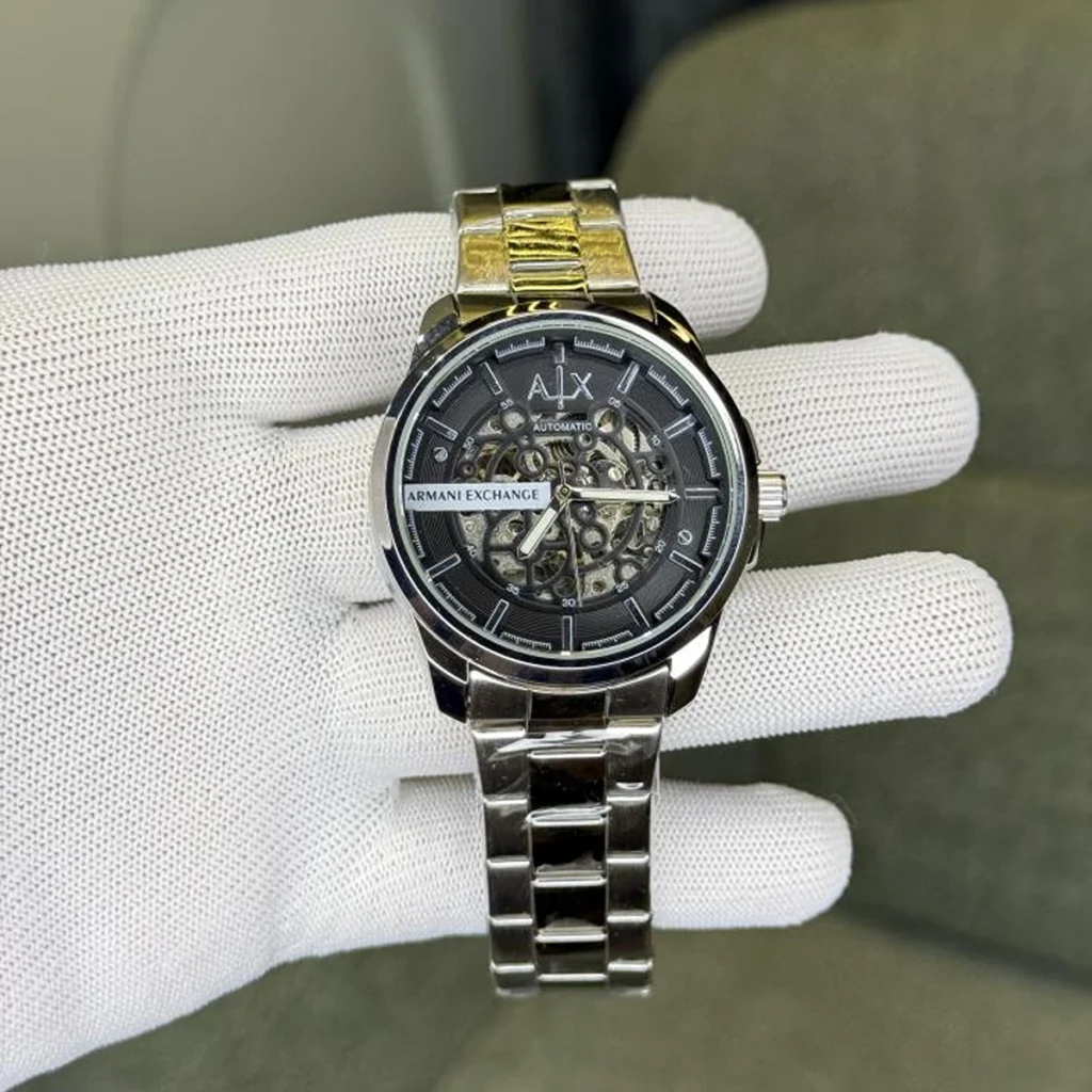 Luxury Armani Exchange Automatic Watch Silver Black For Men (BOT3193) - stayhit.in
