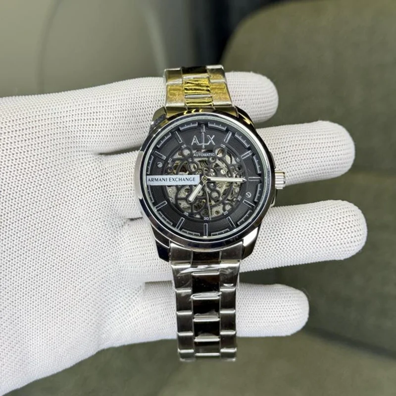 Luxury Armani Exchange Automatic Watch Silver Black For Men (BOT3193) - stayhit.in
