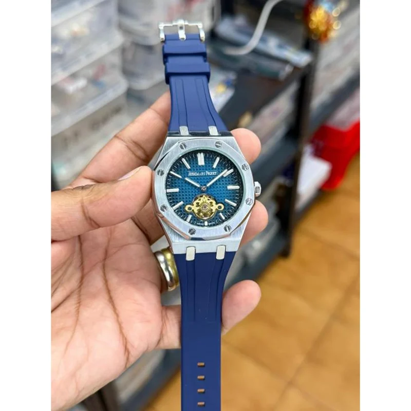 Luxury Audemars Piguet Automatic Watch Silver Blue For Men (BOT3179) - stayhit.in