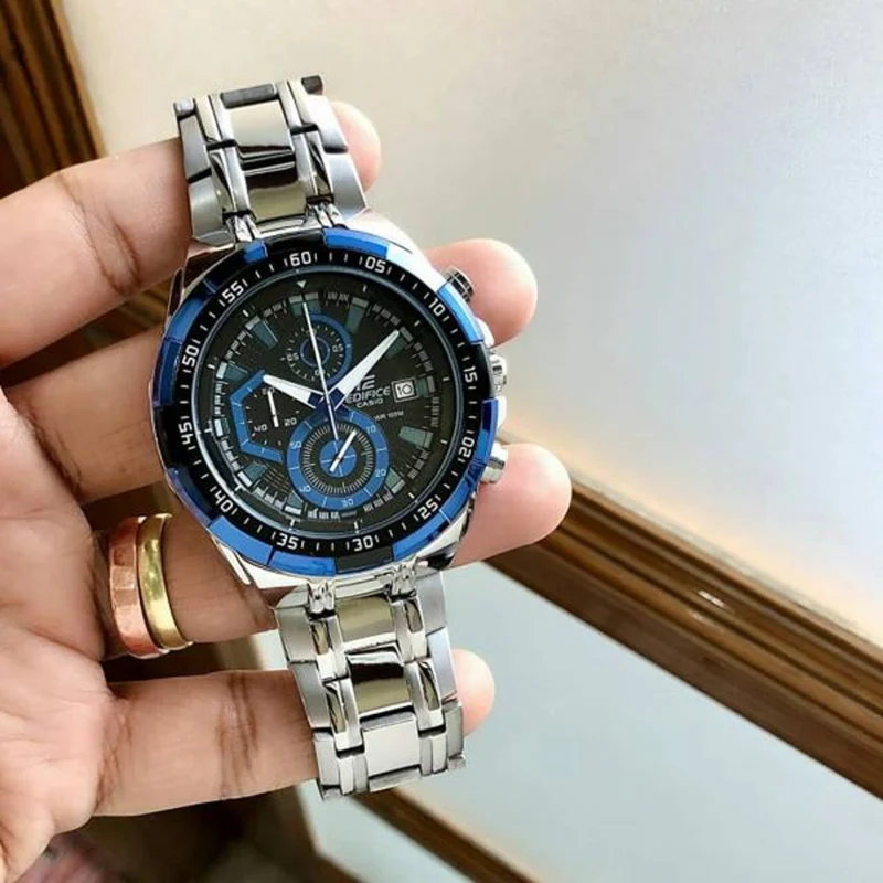 Luxury Casio Edifice Efr539 Watch Silver Blue For Men (BOT3045) - stayhit.in