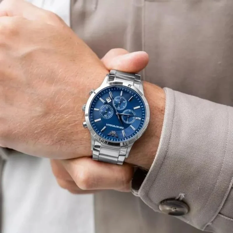 Luxury Emporio Armani Watch Silver Blue For Men (BOT3040) - stayhit.in