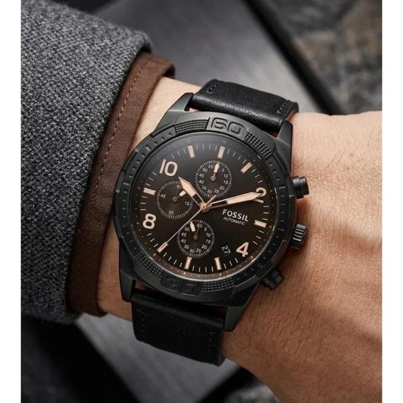 Luxury Fossil Bronson Chronograph Watch Black For Men (WS175) - stayhit.in