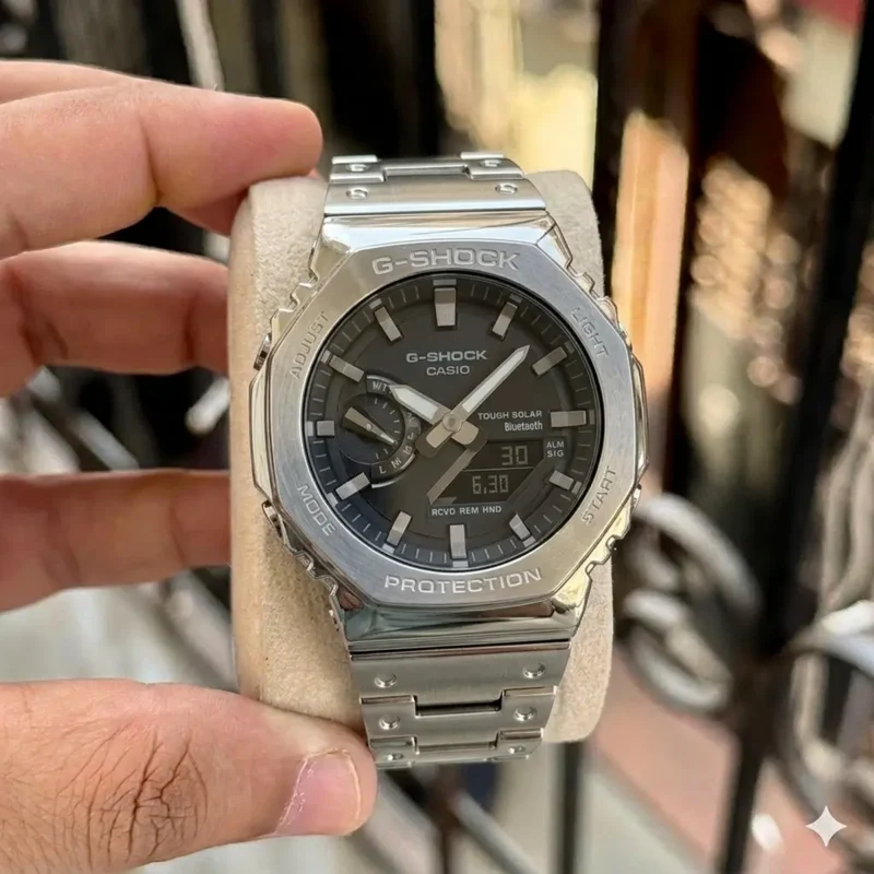 Luxury G Shock Watch Metal Silver Black For Men (JH611) - stayhit.in