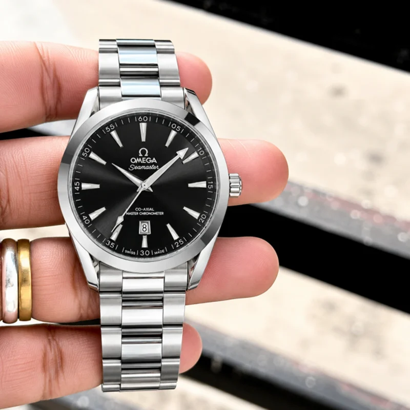 Luxury Omega Seamaster Watch Silver Black For Men (BOT3293) - stayhit.in