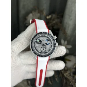 Luxury Omega X Swatch Watch Red White For Men (JH622) - stayhit.in