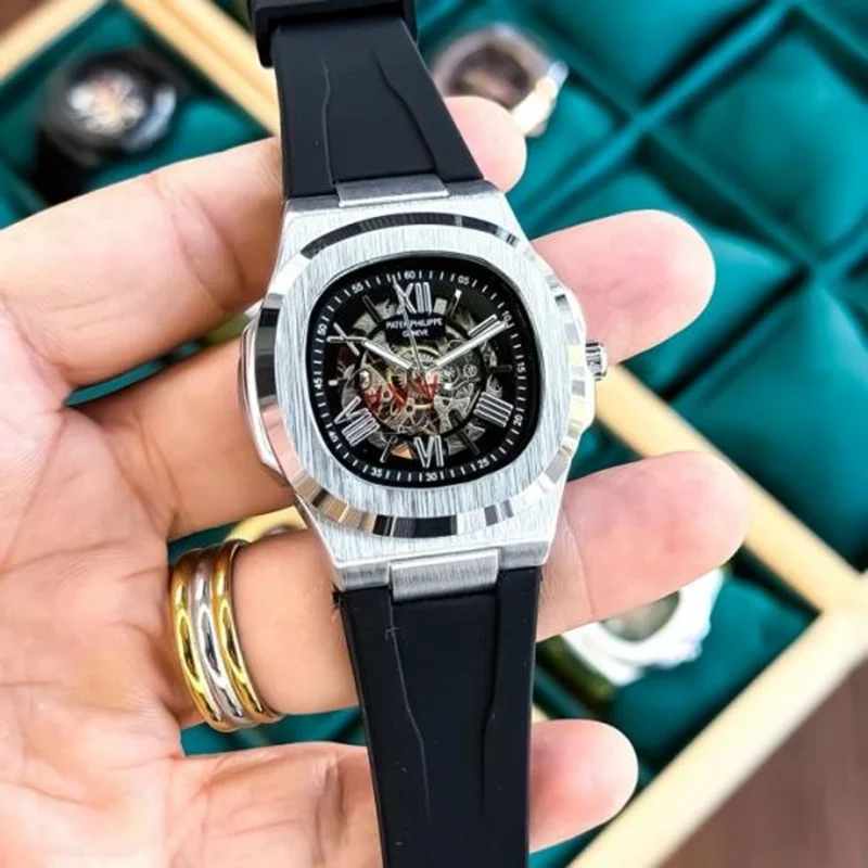 Luxury Patek Philippe Automatic Watch Silver Black For Men (BOT3750) - stayhit.in