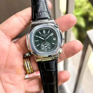 Luxury Patek Philippe Chrono Watch Silver Green For Men (JH504) - stayhit.in