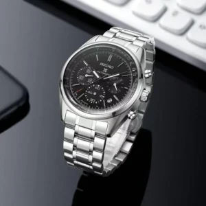 Luxury Seiko Prospex Chronograph Watch Silver Black For Men (SG3218) - stayhit.in