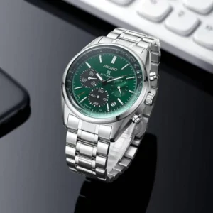 Luxury Seiko Prospex Chronograph Watch Silver Green For Men (SG3217) - stayhit.in