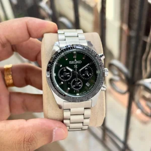 Luxury Seiko Prospex Speedtimer Watch Chronograph Silver Green For Men (FGS151) - stayhit.in