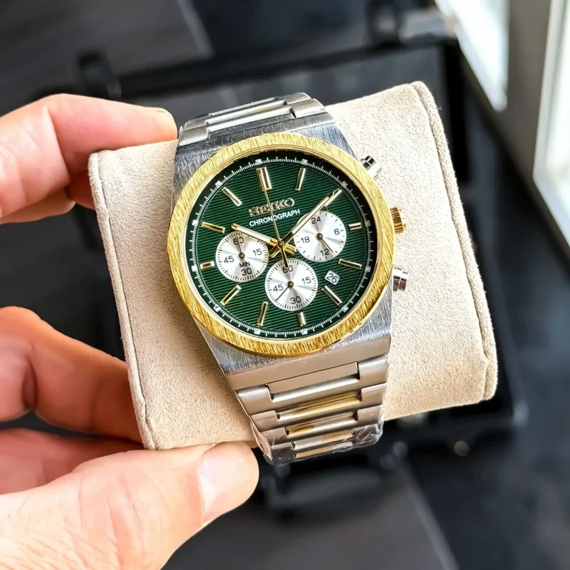 Luxury Seiko Watch Gold TT Green For Men (JH223) - stayhit.in