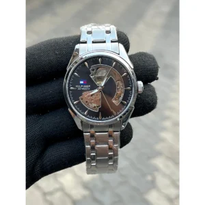 Luxury Tommy Hilfiger Automatic Watch Silver Black For Men (JH520) - stayhit.in