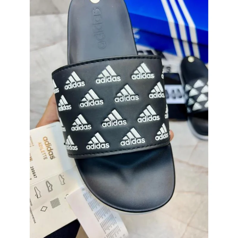 Premium Adidas Adilette Comfort Slides Black White For Men (HS322) - stayhit.in