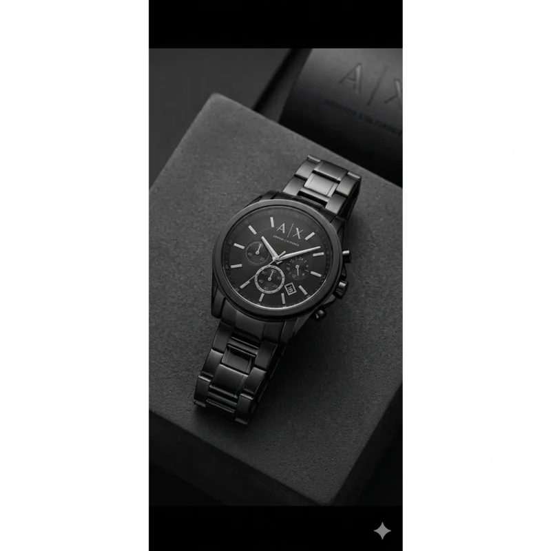 Premium Armani Exchange Chrono Watch Black For Men (JH462) - stayhit.in