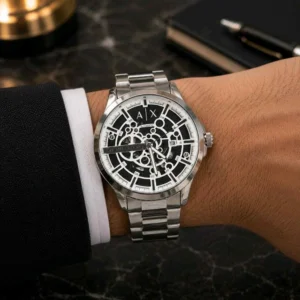 Premium Armani Exchange Skeleton Watch Quartz For Men (FGS94) - stayhit.in