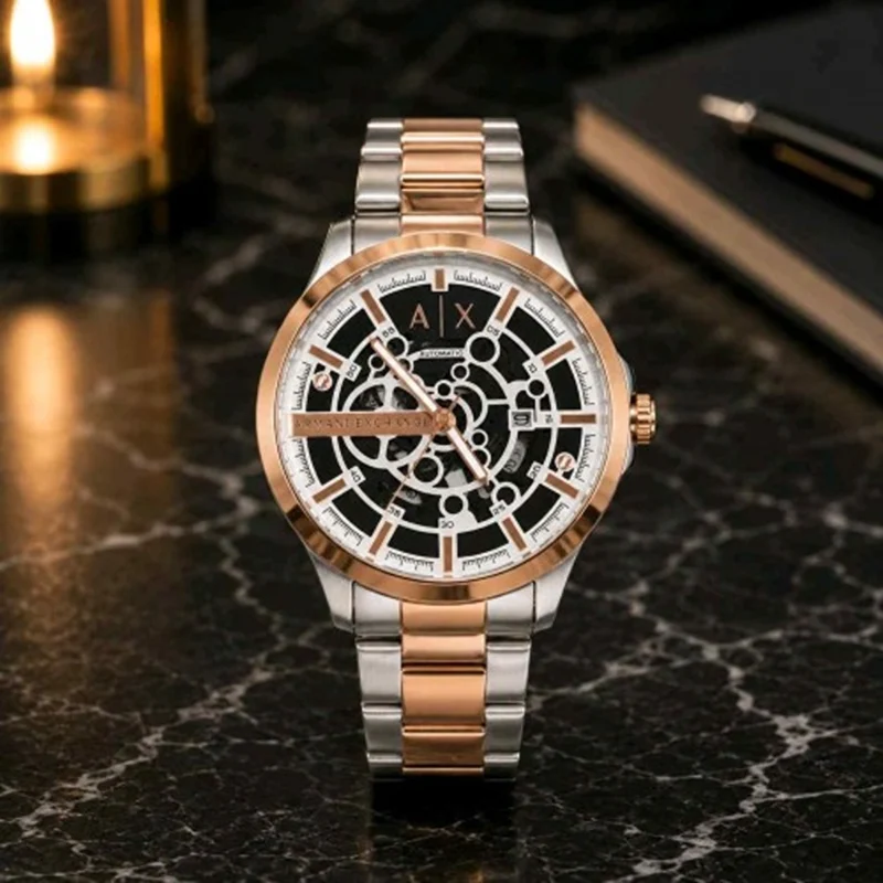 Premium Armani Exchange Skeleton Watch Two Tone For Men (FGS97) - stayhit.in