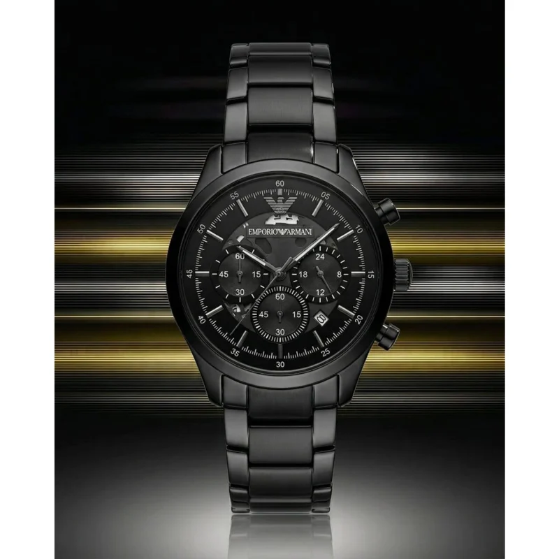 Premium Emporio Armani Watch Black Chronograph For Men (FGS55) - stayhit.in