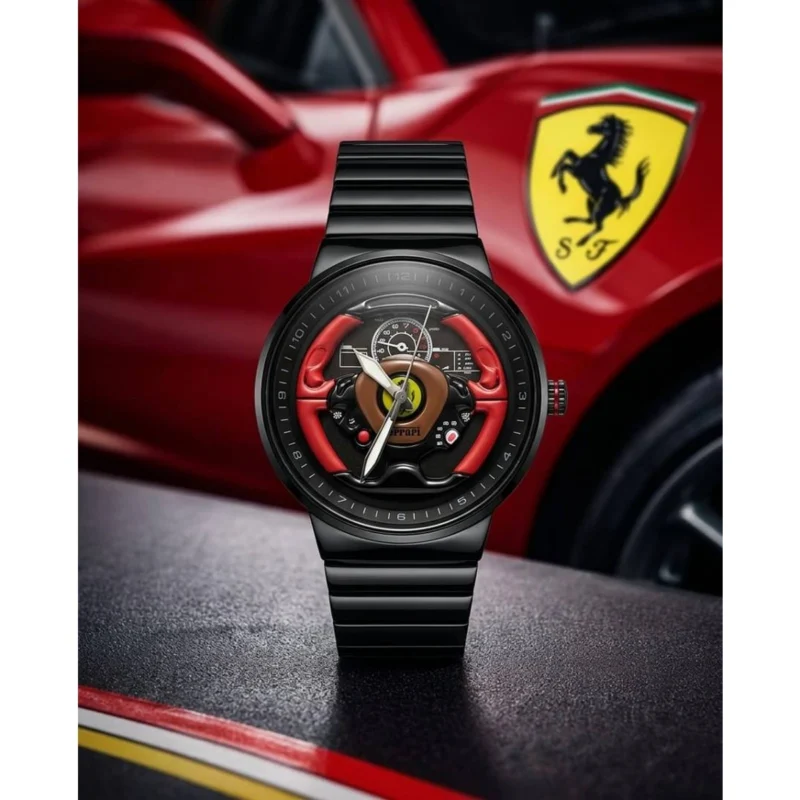 Premium Ferrari Spirit Spinner Watch Black For Men (SOS516) - stayhit.in