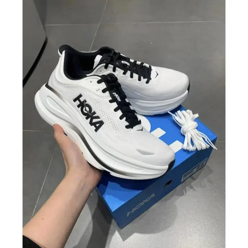 Premium Hoka Bondi 9 Shoes White Black For Men (JH751) - stayhit.in