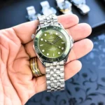 Premium Omega Auto Watch Silver Green For Men (JH459) - stayhit.in