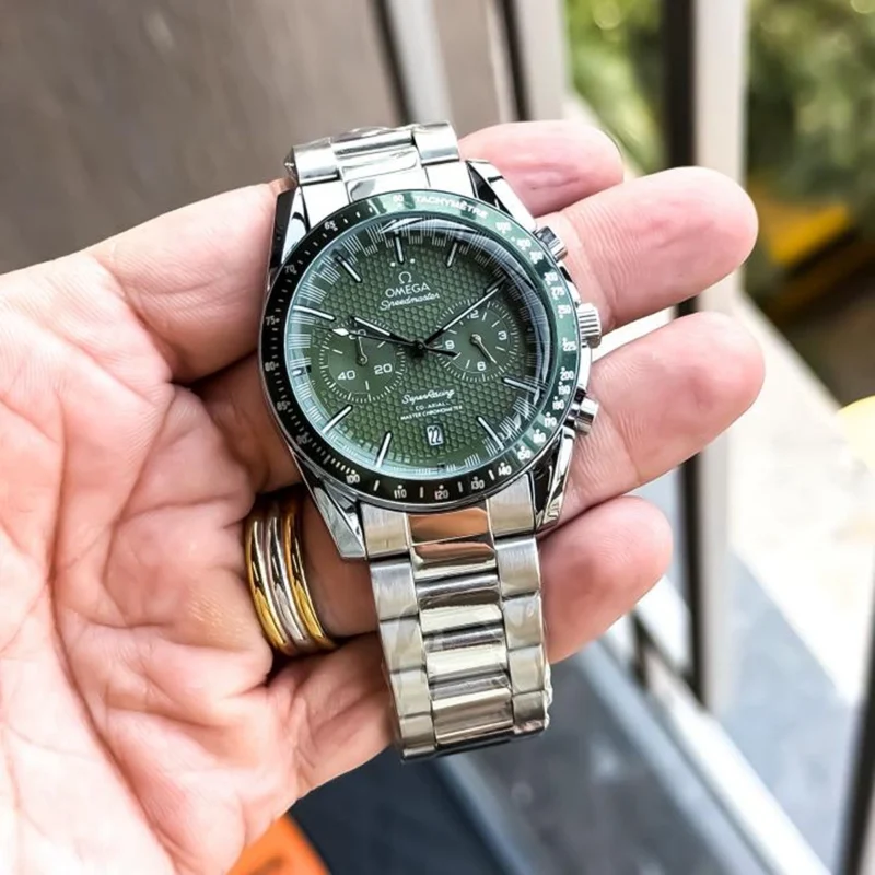 Premium Omega Chrono Watch Silver Green For Men (BOT2965) - stayhit.in