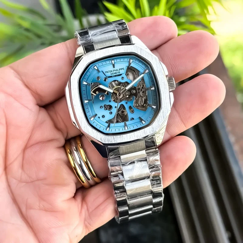 Premium Patek Philippe Watch Auto Silver Blue For Men (JH452) - stayhit.in
