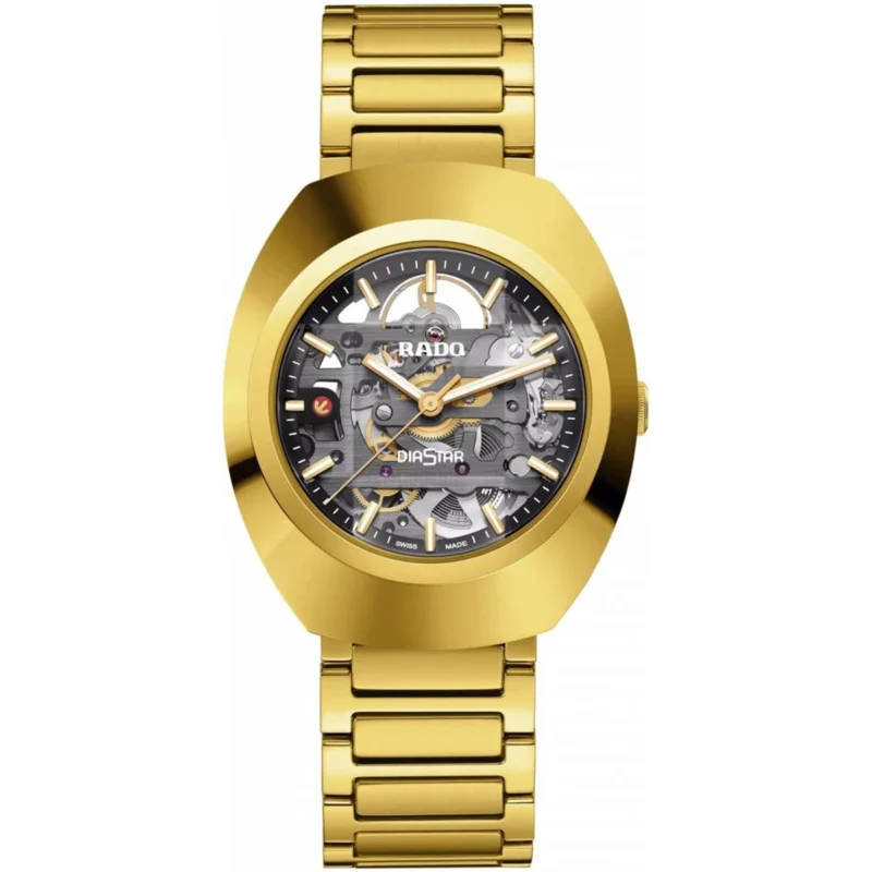 Premium Rado Diastar Skeleton Watch Automatic Gold For Men (SOS529) - stayhit.in