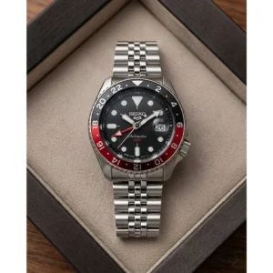 Premium Seiko 5 Sports Gmt Watch Silver Black For Men (LAB660) - stayhit.in
