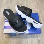 Premium Skechers Fit Footbed Slides Black White For Men (WS356) - stayhit.in