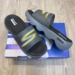 Premium Skechers Fit Footbed Slides Grey Black For Men (WS351) - stayhit.in
