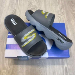 Premium Skechers Fit Footbed Slides Grey Black For Men (WS351) - stayhit.in