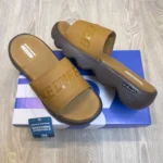 Premium Skechers Fit Footbed Slides Tan Brown For Men (WS353) - stayhit.in